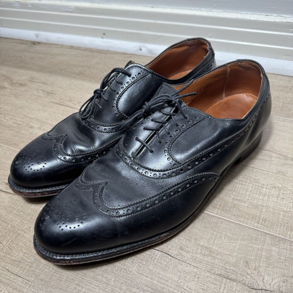 Alden Men’s 9 A/C 8023 Black Longwing Blucher Style Wingtip Shoes Leather USA